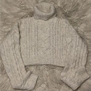 Sincerely Jules Cream Cable Knit Turtleneck Sweater